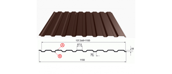 Профнастил коричневый оцинкованный  RAL 8017 С-20 купить недорого в Зендиково