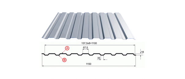 Профнастил оцинкованный С-20 1100x2500 купить недорого в Зендиково